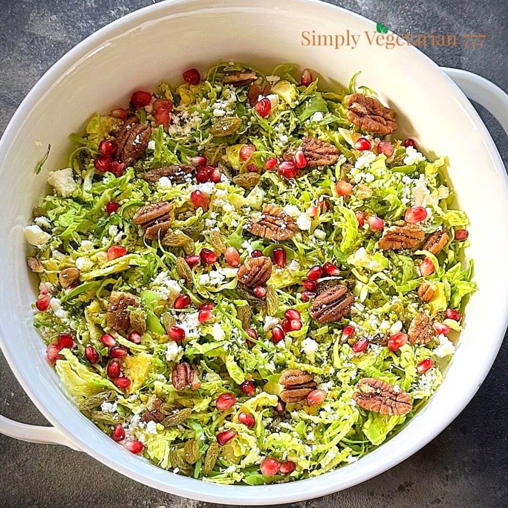 Easy Shaved Brussels Sprout Salad Recipe Simplyvegetarian