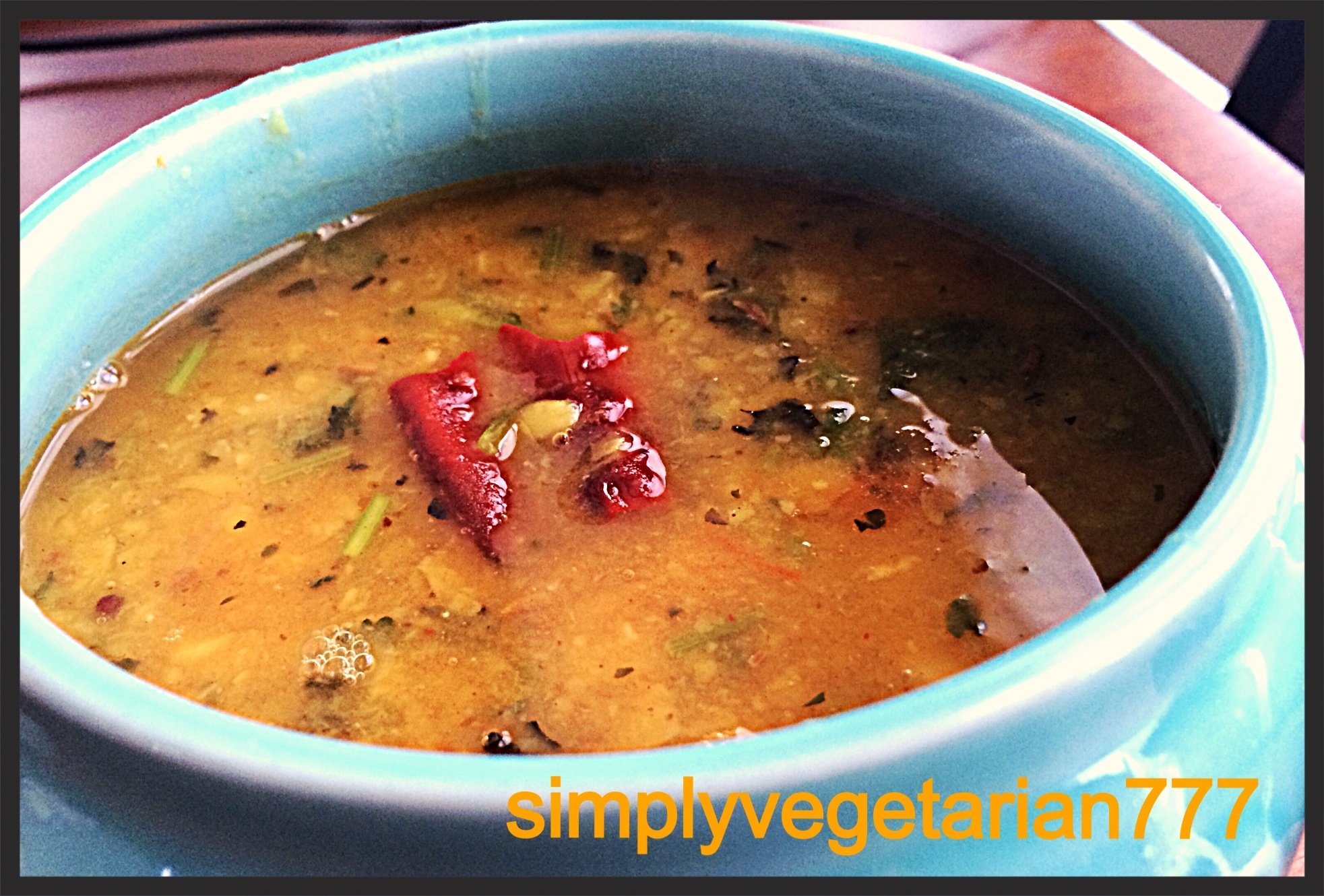 Curried Pigeon Peas or Dal Masala, Loaded with Cilantro, Kale and