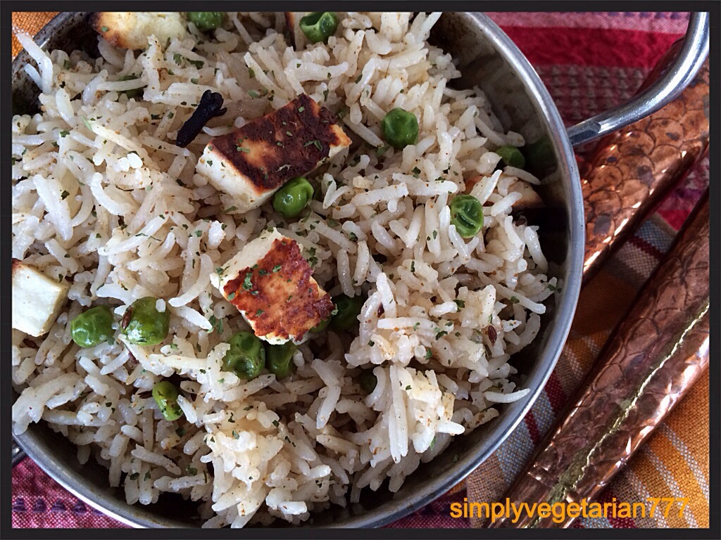 Paneer Pilaf / Rice infused with Indian Spices and Topped with Indian