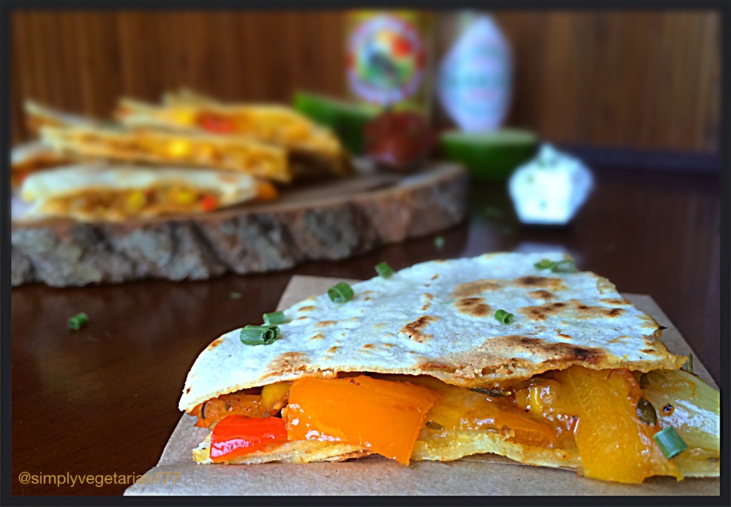 Meatless Mondays : Bell pepper, Onion & Cheese Quesidellas with Home made Taco Seasoning