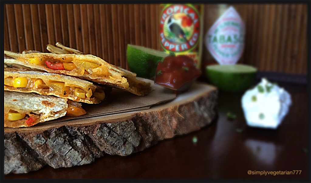 Meatless Mondays : Bell pepper, Onion & Cheese Quesidellas with Home made Taco Seasoning