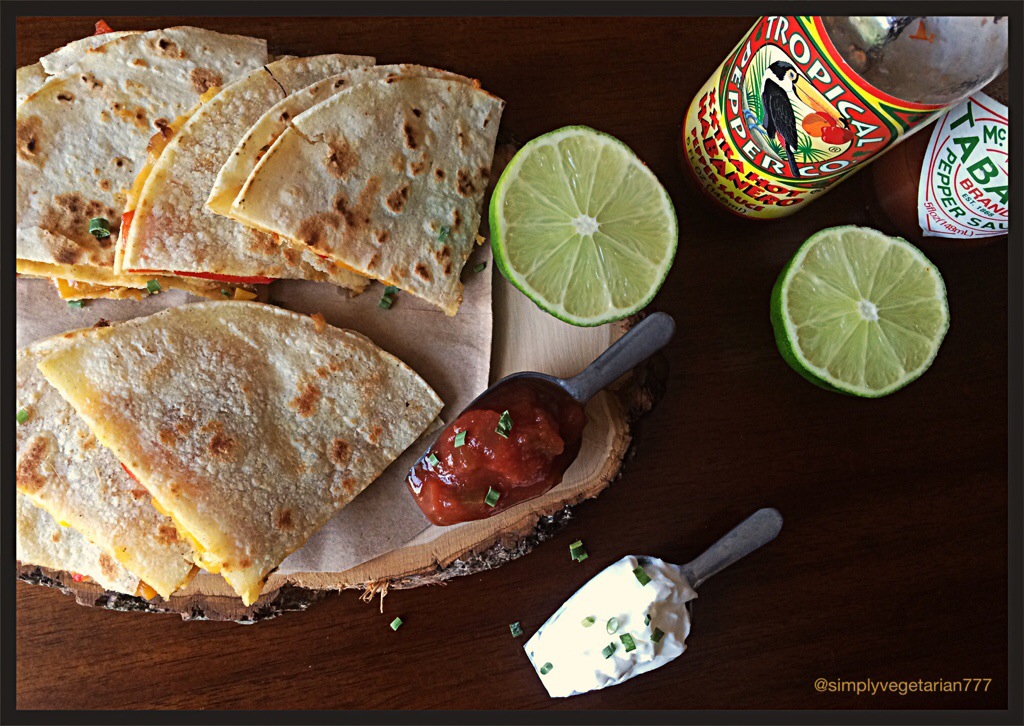 Meatless Mondays : Bell pepper, Onion & Cheese Quesidellas with Home made Taco Seasoning