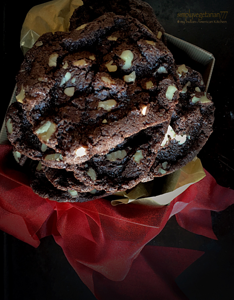 Crisp Walnut Chocolate Cookies, Eggless