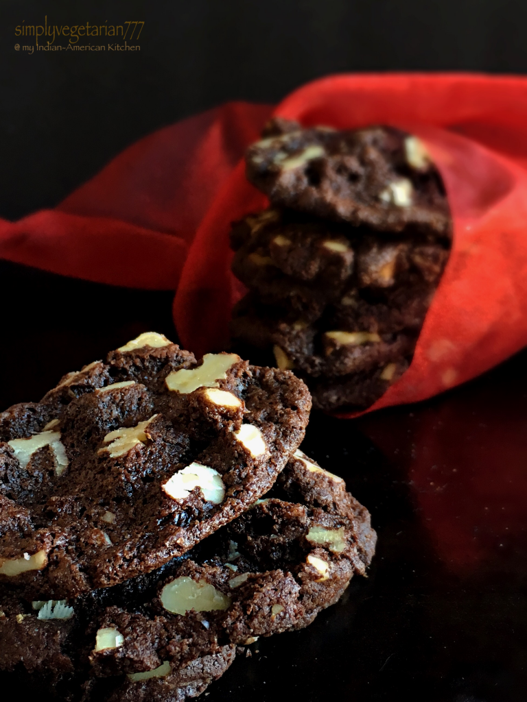 Crisp Walnut Chocolate Cookies, Eggless