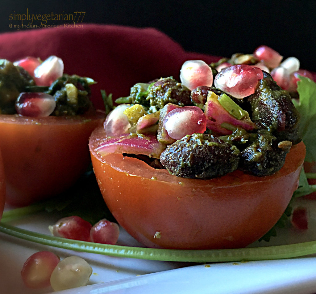 Spicy Rajma Chaat in Tomato Baskets