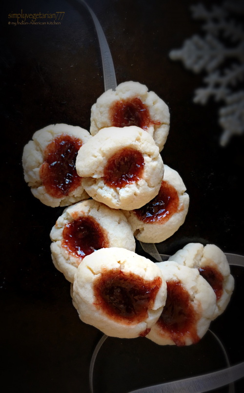 Jelly Thumbprint Cookies, Eggless