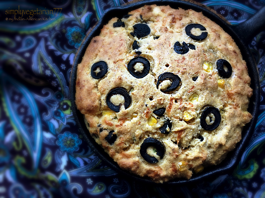 Very Savory Skillet Corn Bread, eggless!