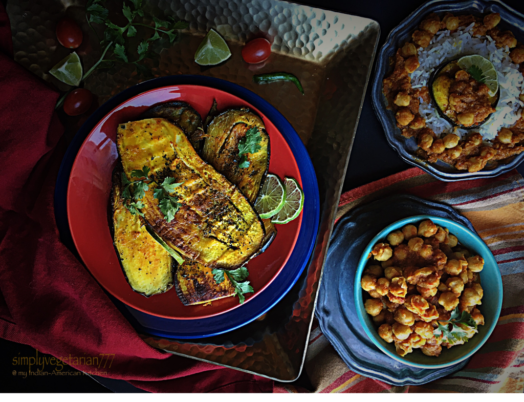 Curried Eggplant Steaks with Chickpeas