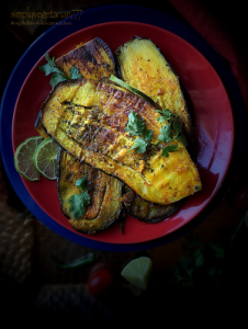Curried Eggplant Steaks with Chickpeas