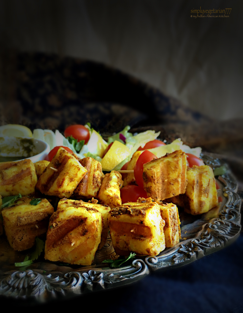 Grilled Spicy Paneer Skewers