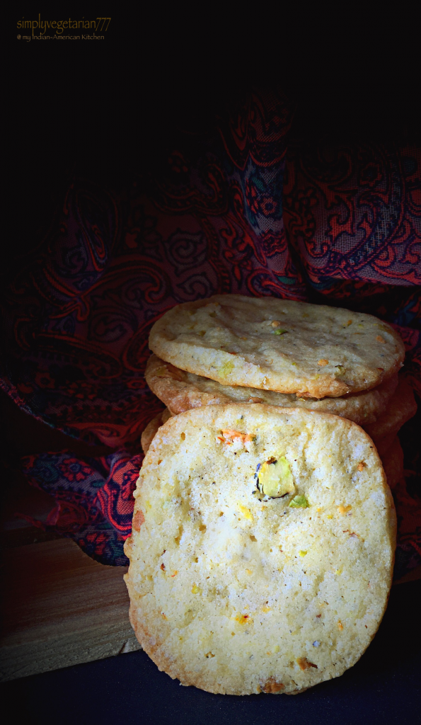 Kesar Pista Elaichi Biscuits - Eggless