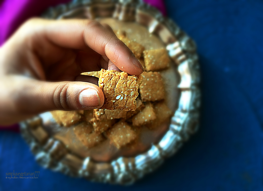 Gudh Til ki Meethi Mathri - Baked