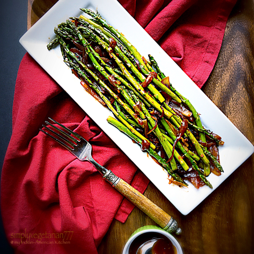 Pan Grilled Asparagus in Barbecue Sauce