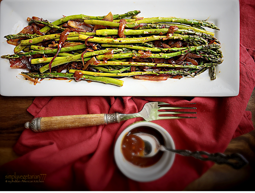Pan Grilled Asparagus in Barbecue Sauce