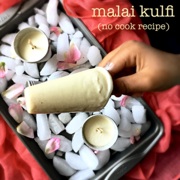 Malai Kulfi No Cook 5 Ingredients Recipe is the recipe to try for this summer. It is super DELICIOUS, Easy and made with just 5 Ingredients. The best part is that it is a NO COOK RECIPE. #kulfi #malaikulfi #easyicecream #icecream #summertreats #nocookicecream #5ingredientsrecipe #colddesserts #indianicecream