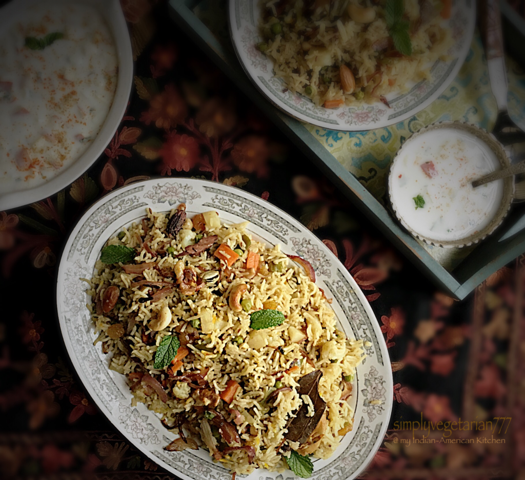 Kashmiri Mix Vegetables Pulav n' Apple Mint Raita Kashmiri Mix Vegetables Pulav n' Apple Mint Raita