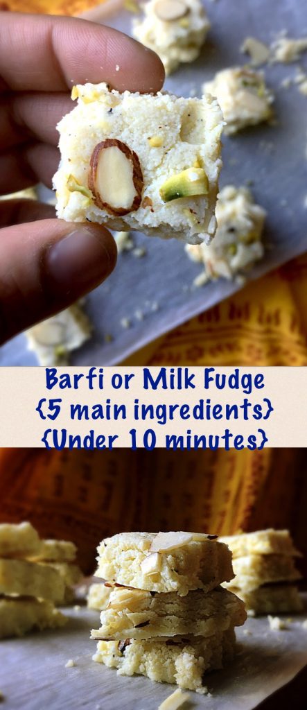 Barfi {Milk Fudge} - 5 Ingredients & Quick to Make with Milk Powder