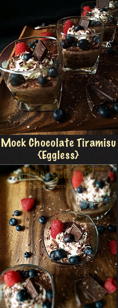 Mock Chocolate Tiramisu, Eggless