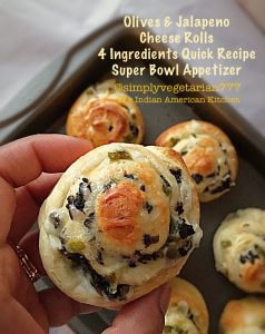 Olives Jalapenos Cheese Rolls – 4 Ingredients Quick Appetizer