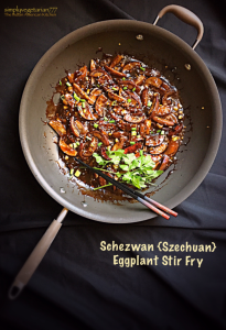 Schezwan {Szechuan} Eggplant Stir Fry in Anolon Pan
