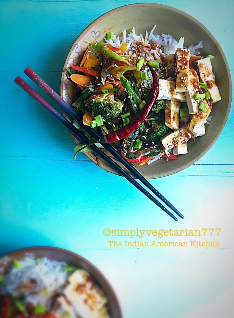 Mongolian Sauce Tofu Vegetable Rice Bowl