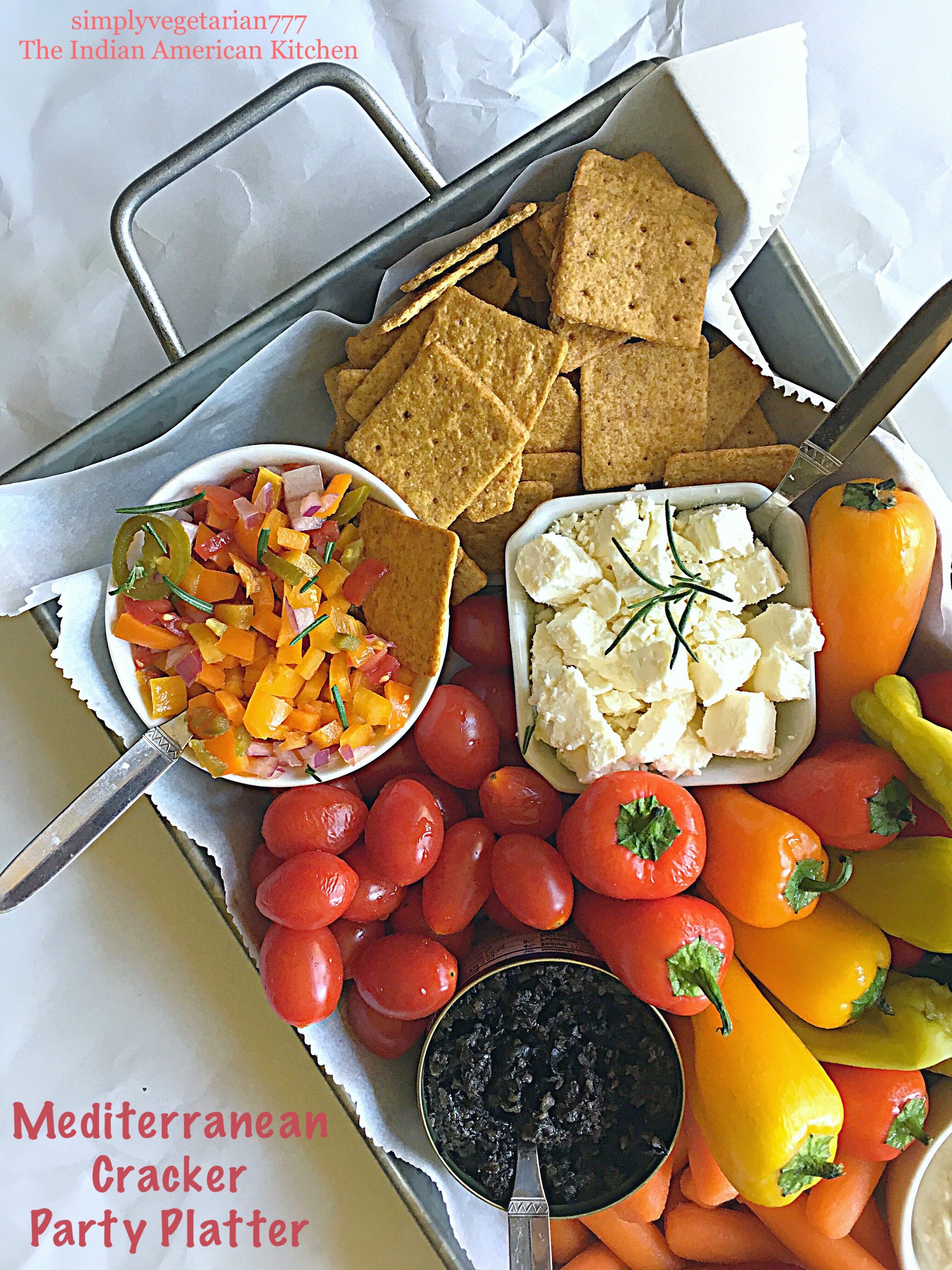 Mediterranean Cracker Party Platter Perfect Summer Appetizer/Light Meal
