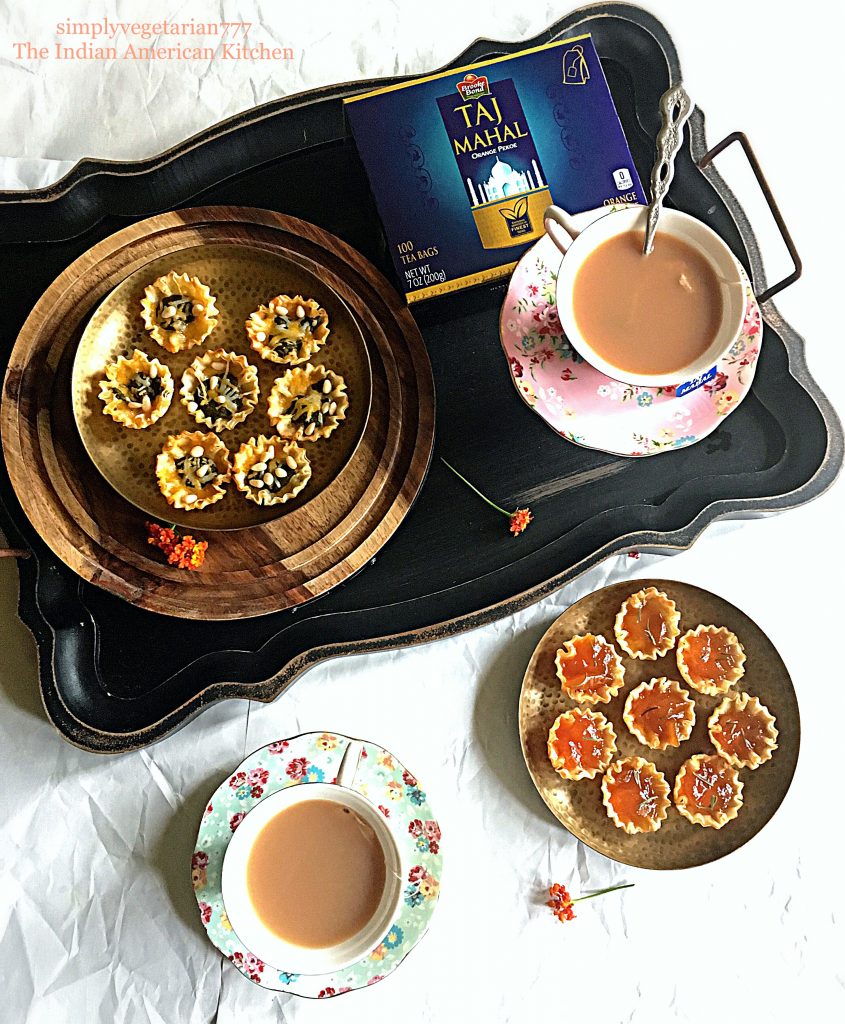 Chutney Cheese & Jam Herbs Tarts Platter with Taj Mahal Tea