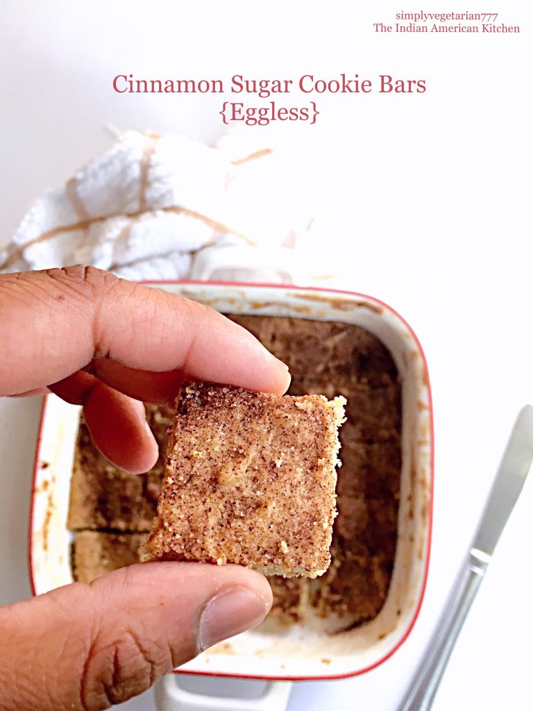 Cinnamon Sugar Cookie Bars Eggless