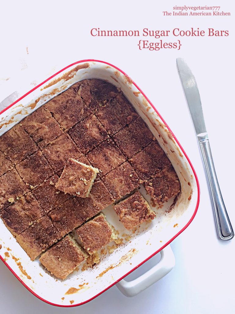 Cinnamon Sugar Cookie Bars Eggless