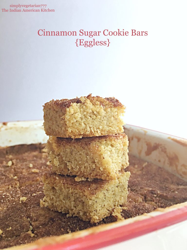 Cinnamon Sugar Cookie Bars Eggless