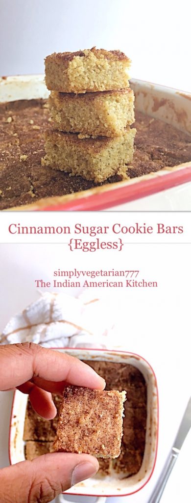 Cinnamon Sugar Cookie Bars Eggless