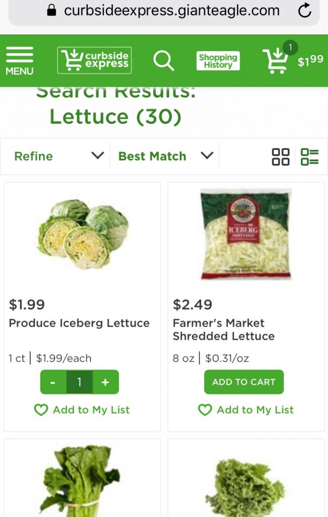 Vegetarian Cantina Salad Bowl & Giant Eagle Curbside Express Delivery