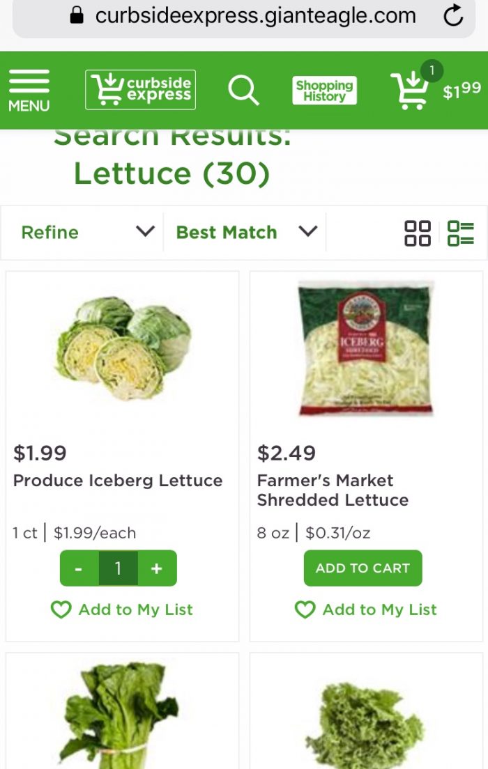 Vegetarian Cantina Salad Bowl & Giant Eagle Curbside Express Delivery