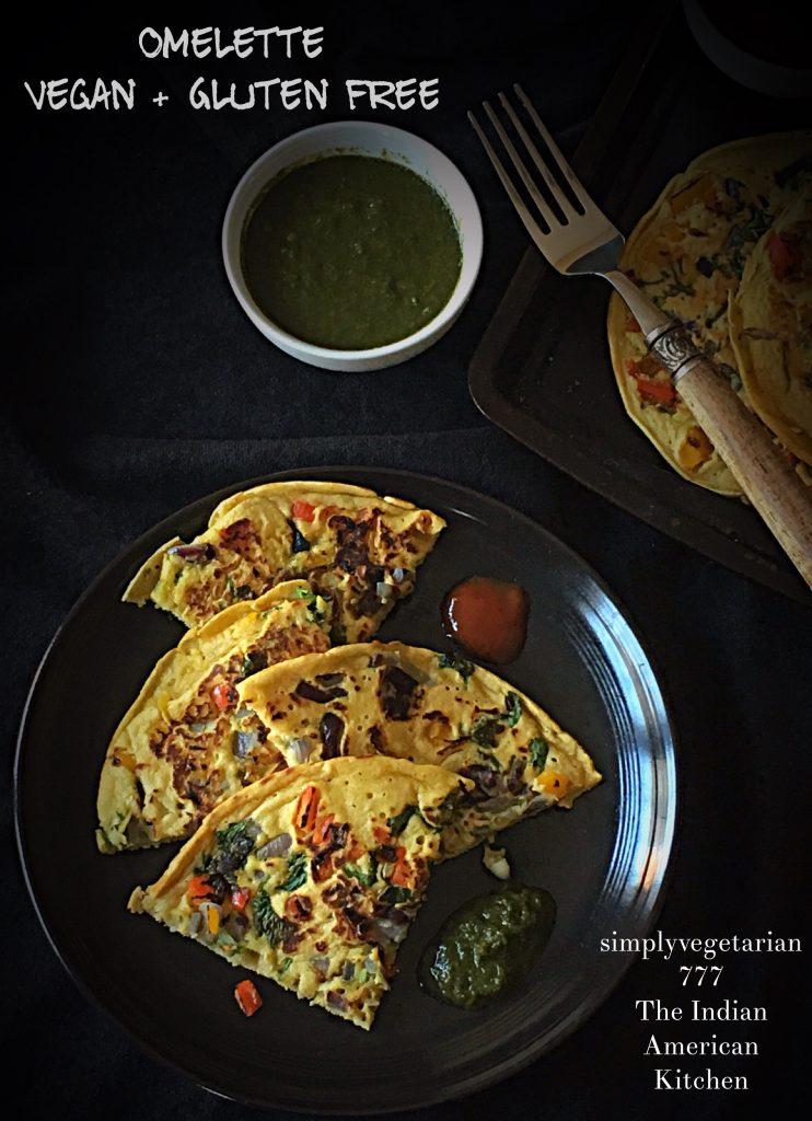Vegan Omelette is a simple,easy and flavorful recipe made with Chickpea Flour. It is called Omelette because of its soft and fluffy texture that is similar to the one made with eggs. The best part is that it is Gluten free as well. #veganbrunch #veganmeal #veganbreakfast #veganomelette #eggfreerecipes #egglessrecipes #chickpeaflourrecipes #besan #glutenfreerecipes #glutenfreebrunch #meatlessmeals #meatfreebrunch #meatlesseasterrecipes #omelette