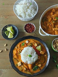 This Instant Pot Red Thai Curry Recipe is a delicious treat from Thai Cuisine. The curry is Easy and Simple to make and has Tofu & Mix Vegetables in it. Thai Curry tastes best when served warm with some Rice on the side. It is Vegan, Glutenfree and has no added oil to it. Find some hidden Tips to personalize it. #instantpotveganrecipes #instantpotasianrecipes #instantpotasianvegan #instantpotthaicurry #instantpotredthaicurry #veganthaicurry #veganredthaicurry #tofu
