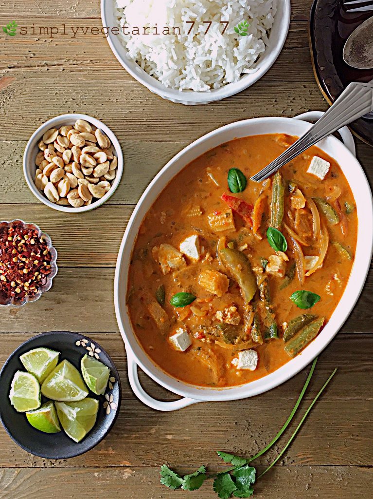 This Instant Pot Red Thai Curry Recipe is a delicious treat from Thai Cuisine. The curry is Easy and Simple to make and has Tofu & Mix Vegetables in it. Thai Curry tastes best when served warm with some Rice on the side. It is Vegan, Glutenfree and has no added oil to it. Find some hidden Tips to personalize it. #instantpotveganrecipes #instantpotasianrecipes #instantpotasianvegan #instantpotthaicurry #instantpotredthaicurry #veganthaicurry #veganredthaicurry #tofu