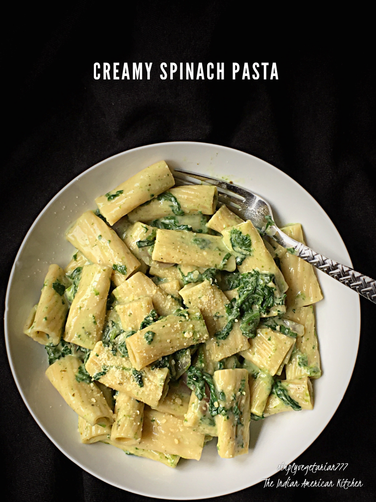 Creamy Spinach Pasta Instant Pot Recipe is an easy and delicious Pasta recipe made in Instant Pot. Tips to make Pasta are also mentioned in the post. You can prepare it in 2 ways. Small Video and Stove Top Instructions are also included. #instantpotrecipes #instantpotpasta #instantpotspinach #creamypasta #instantpotvegetarianrecipes #creamyspinachpasta