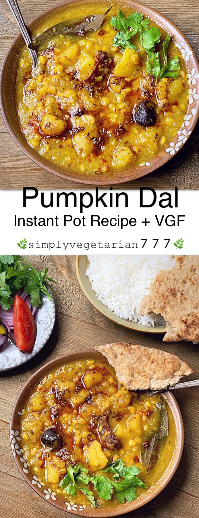 Instant Pot Pumpkin Dal is super delicious and is nutritious as well. It is super simple to make it in the Instant Pot. This Dal is best enjoyed warm with hot naan or rice. #dal #dhal #pumpkin #fallrecipes #veganpumpkin #instantpotvegetarian