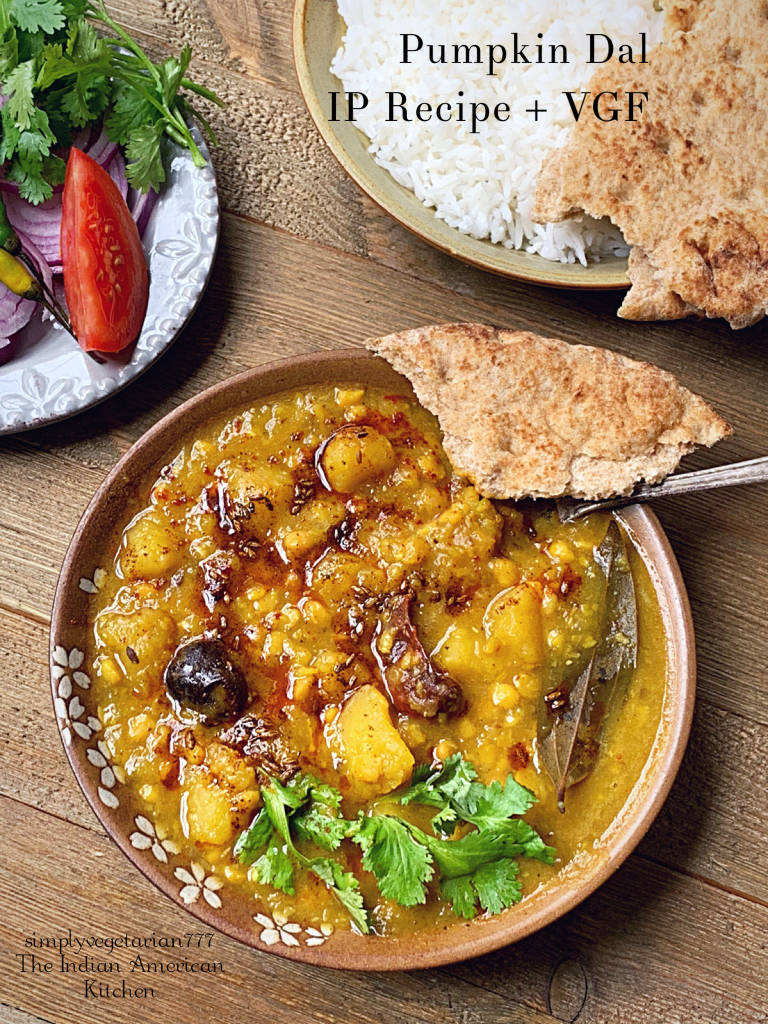 Instant Pot Pumpkin Dal is super delicious and is nutritious as well. It is super simple to make it in the Instant Pot. This Dal is best enjoyed warm with hot naan or rice. #dal #dhal #pumpkin #fallrecipes #veganpumpkin #instantpotvegetarian