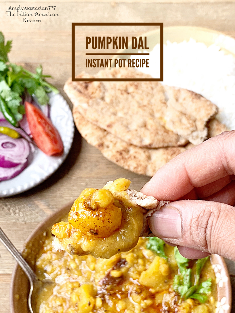 Instant Pot Pumpkin Dal is super delicious and is nutritious as well. It is super simple to make it in the Instant Pot. This Dal is best enjoyed warm with hot naan or rice. #dal #dhal #pumpkin #fallrecipes #veganpumpkin #instantpotvegetarian