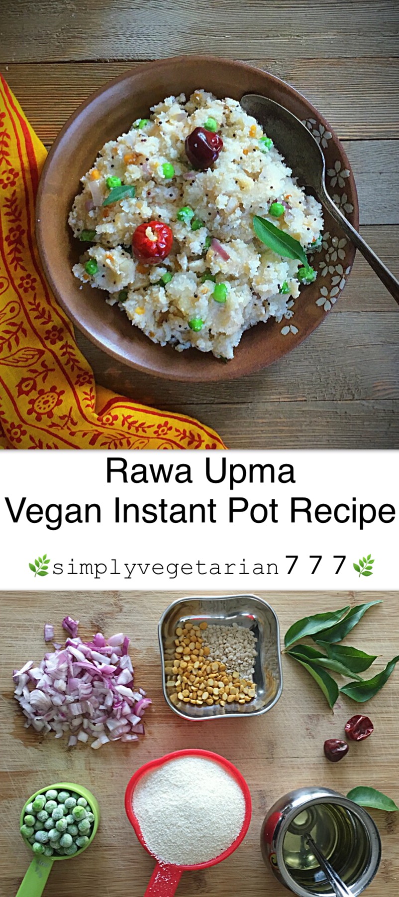 Rawa Upma Instant Pot Recipe is such an easy breezy recipe that is flavorful and done in no time. It is a popular breakfast and snack recipe from India. You can pack it for lunch boxes as well. The best part is that it is completely VEGAN RAWA UPMA RECIPE. #instantpotindianrecipes #instantpotvegan #rawaupma #upma #semolinarecipes #semolinavegatarianrecipes