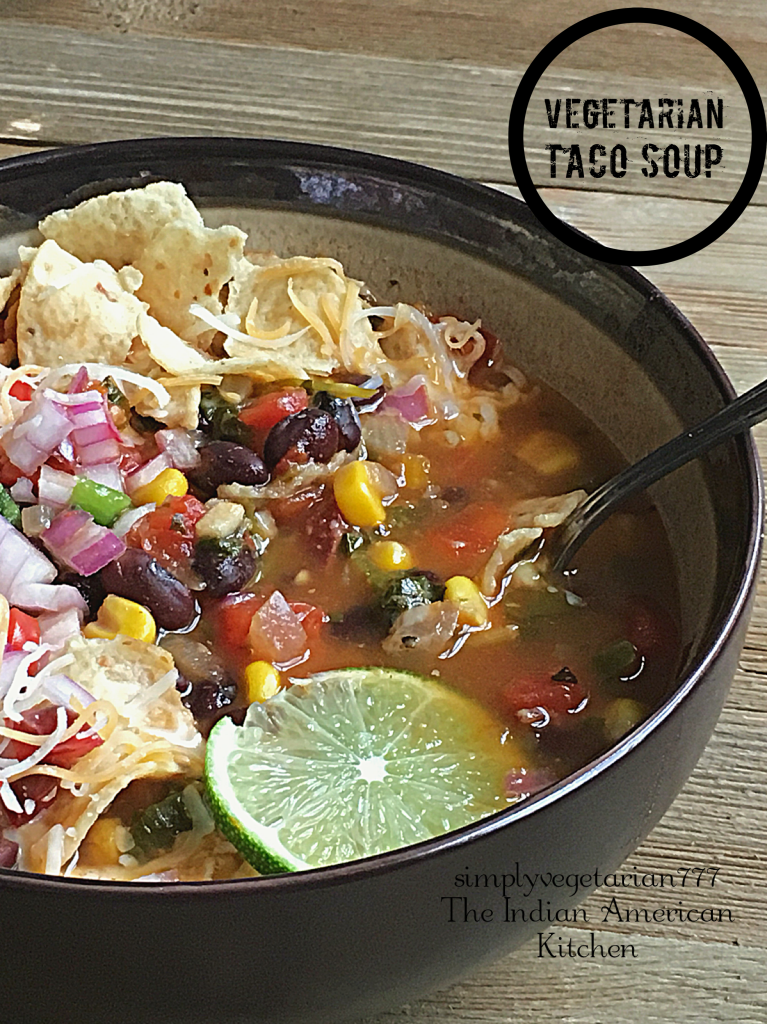 This Tex Mex Style Vegetarian Taco Soup Instant Pot Recipe is very easy & simple to make. It is bold and full of flavors. Stove Top cooking Instructions and Video is included for better understanding. #instantpotsoup #instantpotvegetarianrecipes #tacosoup #texmex #vegetariansoup