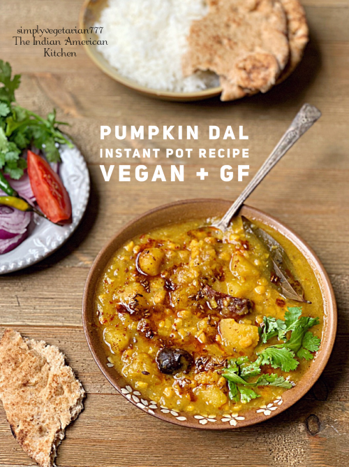 Instant Pot Pumpkin Dal is super delicious and is nutritious as well. It is super simple to make it in the Instant Pot. This Dal is best enjoyed warm with hot naan or rice. #dal #dhal #pumpkin #fallrecipes #veganpumpkin #instantpotvegetarian