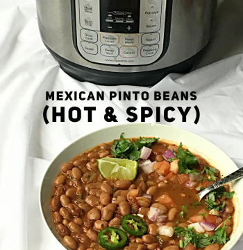 Instant Pot Mexican Pinto Beans are delicious and so easy to make. These are perfect either as a side to a meal or as a Mexican Bean Soup. Cooking these in Instant Pot is effortless. #instantpotrecipes #instantpotvegan #instantpotbeans #mexicanpintobeans #frejolescontodo #frijolescontodo #plantbased