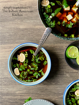 This recipe of Thai Tom Yum Soup is a super yummy and easy soup made in Instant Pot. The best part is that my recipe is Vegan + gluten-free, and light + filling. #thaisoup #asianvegetarian #vegetarianinstantpot #thaitomyumsoup #tomyuminstantpot