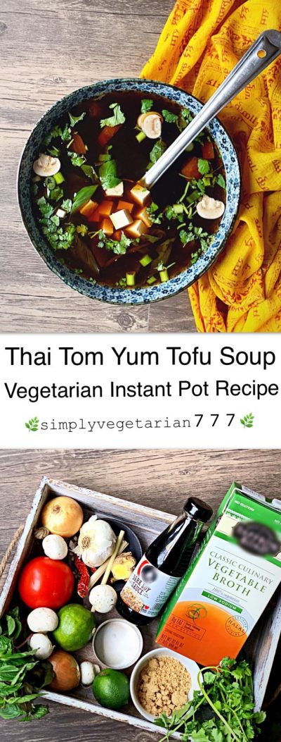 This recipe of Thai Tom Yum Soup is a super yummy and easy soup made in Instant Pot. The best part is that my recipe is Vegan + gluten-free, and light + filling. #thaisoup #asianvegetarian #vegetarianinstantpot #thaitomyumsoup #tomyuminstantpot