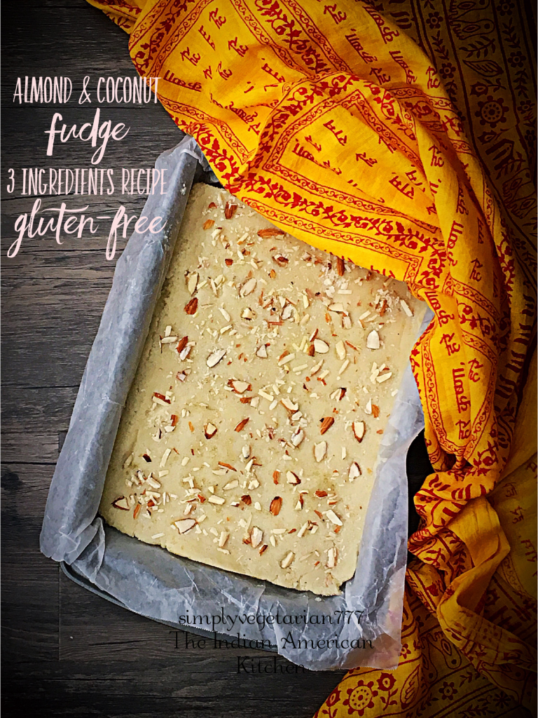 Almond Coconut Fudge is made with just 3 Ingredients. This fudge is so easy and quick to put together and is fingerlicking delicious. #fudge #easyfudgerecipe #easysnack #quickdessert #almondflour #bobsredmill