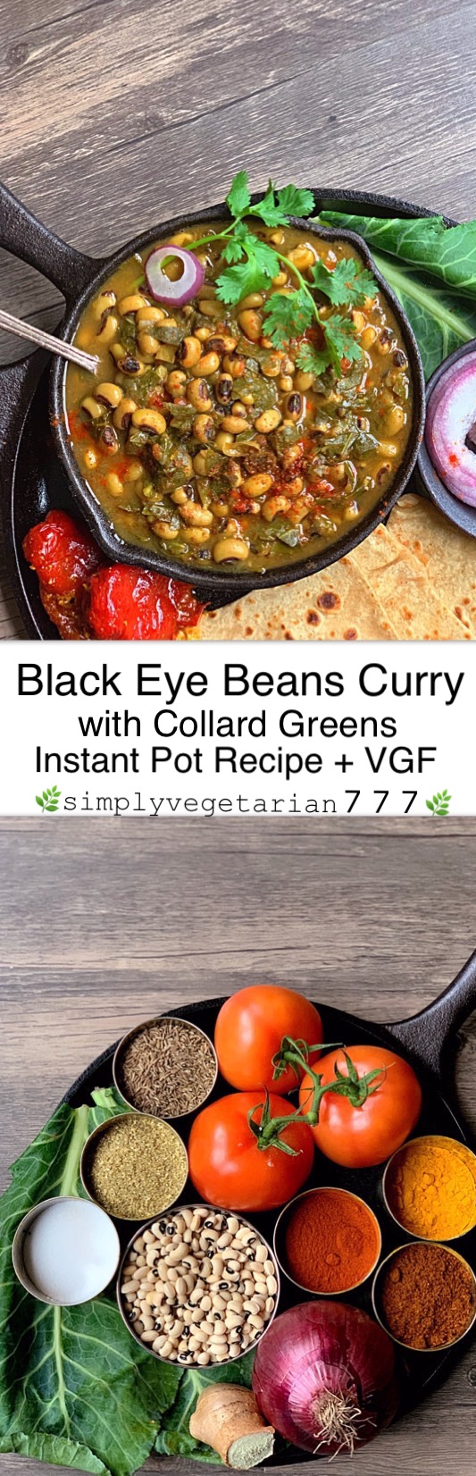 Black Eyed Peas Curry is a super delicious curry made in Instant Pot. It is a vegan and glutenfree stew. Warm Indian Spices make it perfect for any season. #collardgreensbeans #instantpotbeans #instantpotvegetarian #instantpotrecipes #blackeyedpeascollardgreens #newyearsbeansandgreens #blackeyedpeascurry #instantpotstew