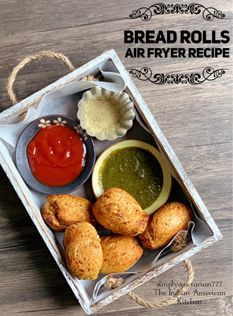 These Air Fryer Bread Rolls are the best of the kind. It is a Guilt-Free Bread Roll Recipe without losing the taste. Crispy and Comforting - these rolls are so darn good. It is a perfect indulging vegetarian appetizer or weekend brunch recipe. #airfryerrecipes #airfryerbreadroll #breadroll #airfryervegetarianrecipes #philipsairfryerrecipes #vegetarianappetizer