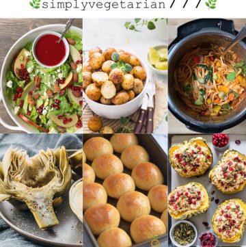 Instant Pot Vegetarian Thanksgiving Sides are the popular dishes of the Holiday Season. This collection has something for everyone. It covers it all from Potatoes, Vegetables, Salads, Pasta, Rice, Breads to Desserts. #thanksgivingsides #vegetariansides #instantpotholidaysides